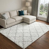 10' X 14' Black And Ivory Geometric Shag Washable Area Rug With UV Protection - HomeRoots - Flyclothing LLC