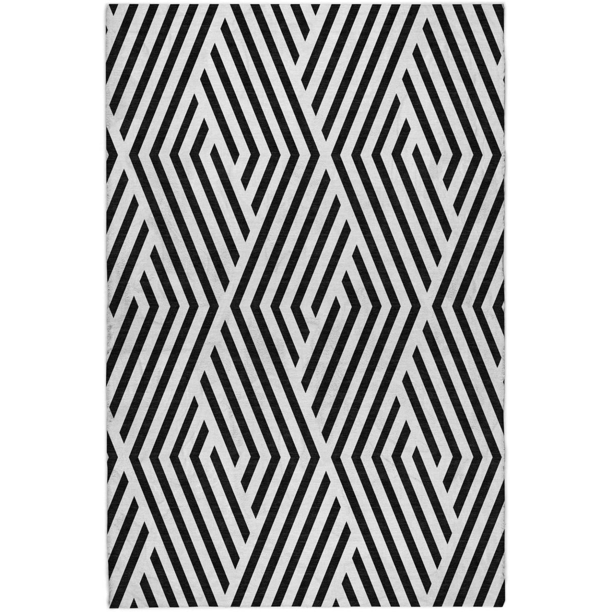 10' X 14' Black And Ivory Geometric Shag Washable Area Rug With UV Protection - HomeRoots - Flyclothing LLC