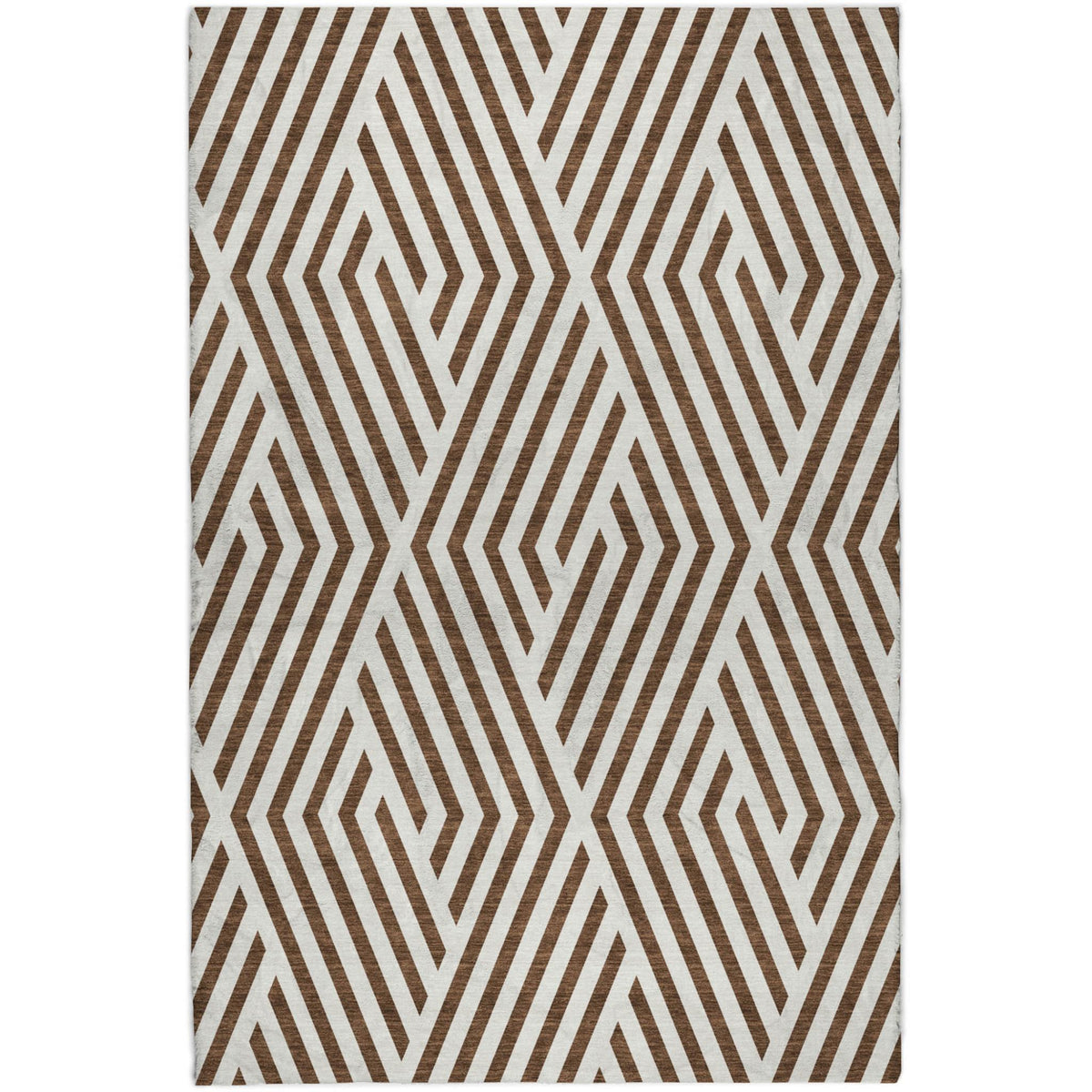 3' X 5' Brown And Ivory Geometric Shag Washable Area Rug With UV Protection - HomeRoots - Flyclothing LLC