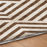 3' X 5' Brown And Ivory Geometric Shag Washable Area Rug With UV Protection - HomeRoots - Flyclothing LLC
