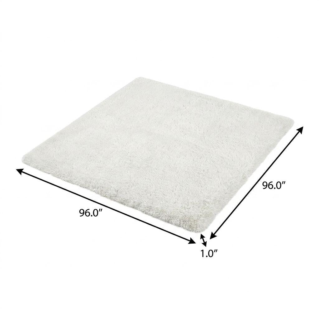 8' Brown And Ivory Geometric Shag Washable Round Rug With UV Protection - HomeRoots - Flyclothing LLC