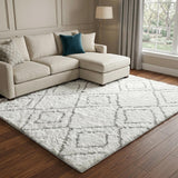 9' X 12' Brown And Ivory Geometric Shag Washable Area Rug With UV Protection - HomeRoots - Flyclothing LLC