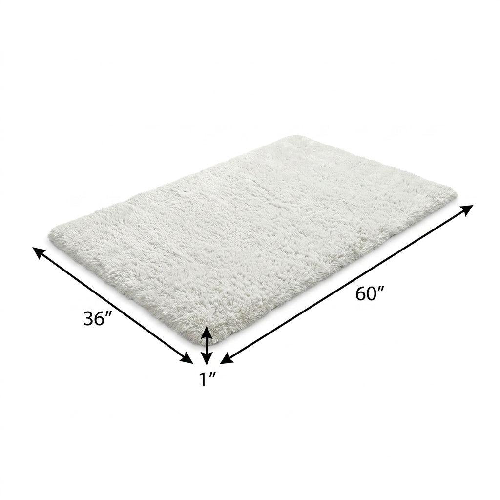 3' X 5' Denim Blue And Ivory Geometric Shag Washable Area Rug With UV Protection - HomeRoots - Flyclothing LLC