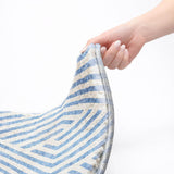 8' Denim Blue And Ivory Geometric Shag Washable Round Rug With UV Protection - HomeRoots - Flyclothing LLC