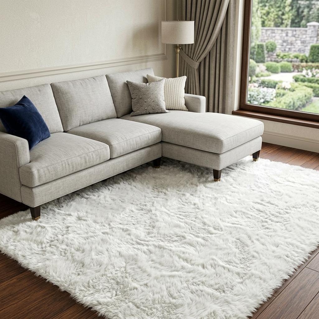 9' X 12' Denim Blue And Ivory Geometric Shag Washable Area Rug With UV Protection - HomeRoots - Flyclothing LLC