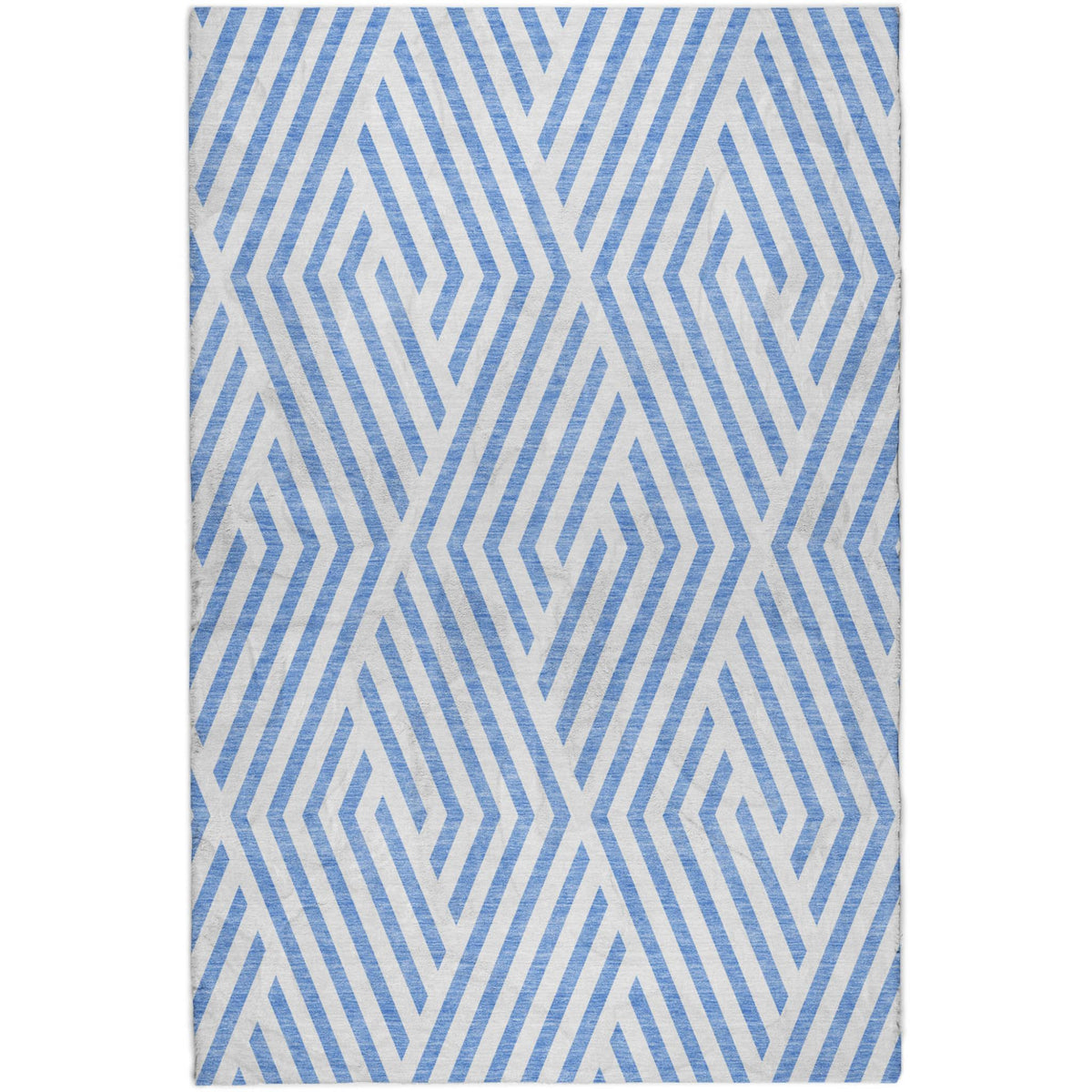 9' X 12' Denim Blue And Ivory Geometric Shag Washable Area Rug With UV Protection - HomeRoots - Flyclothing LLC