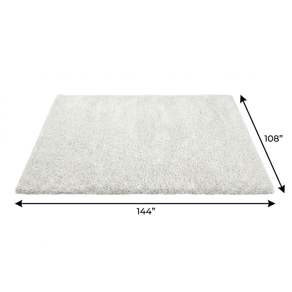 9' X 12' Denim Blue And Ivory Geometric Shag Washable Area Rug With UV Protection - HomeRoots - Flyclothing LLC
