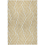 3' X 5' Gold And Ivory Geometric Shag Washable Area Rug With UV Protection - HomeRoots - Flyclothing LLC