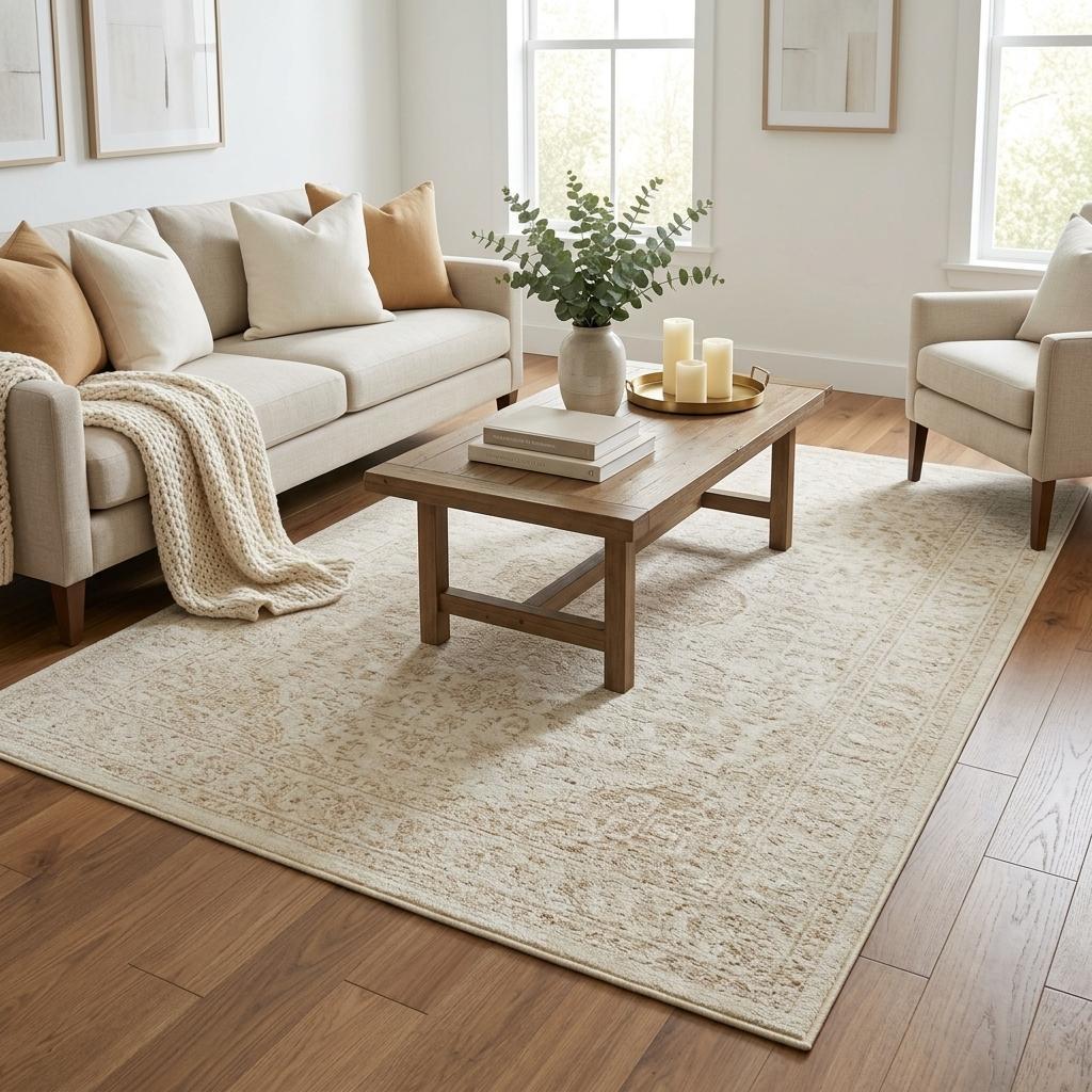 5' X 8' Gold And Ivory Geometric Shag Washable Area Rug With UV Protection - HomeRoots - Flyclothing LLC