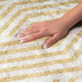 5' X 8' Gold And Ivory Geometric Shag Washable Area Rug With UV Protection - HomeRoots - Flyclothing LLC