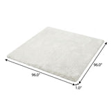 8' Gold And Ivory Geometric Shag Washable Round Rug With UV Protection - HomeRoots - Flyclothing LLC