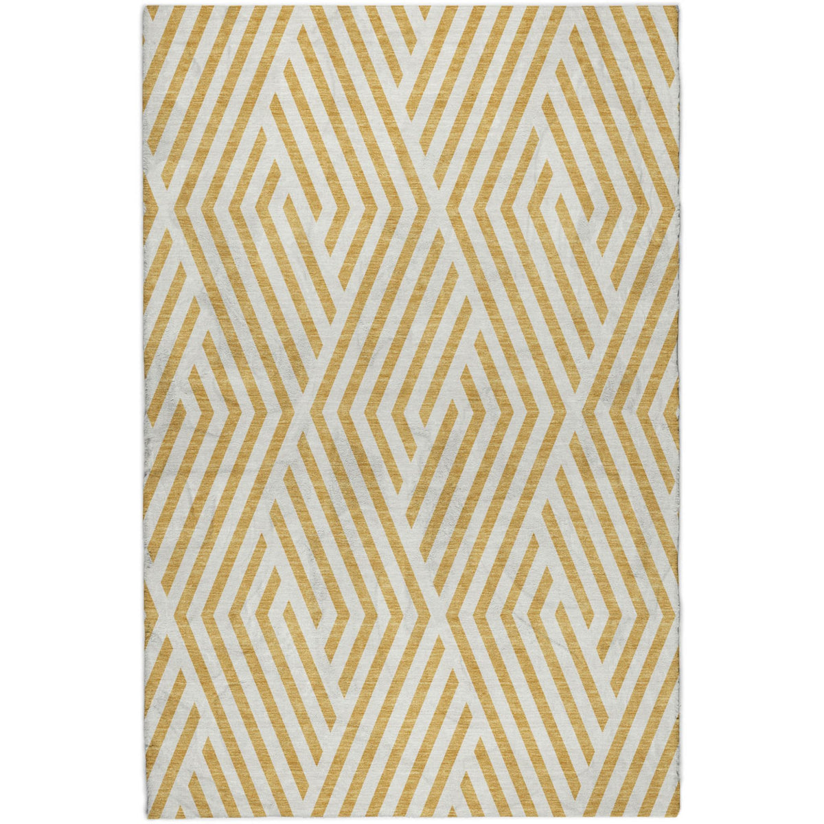 9' X 12' Gold And Ivory Geometric Shag Washable Area Rug With UV Protection - HomeRoots - Flyclothing LLC