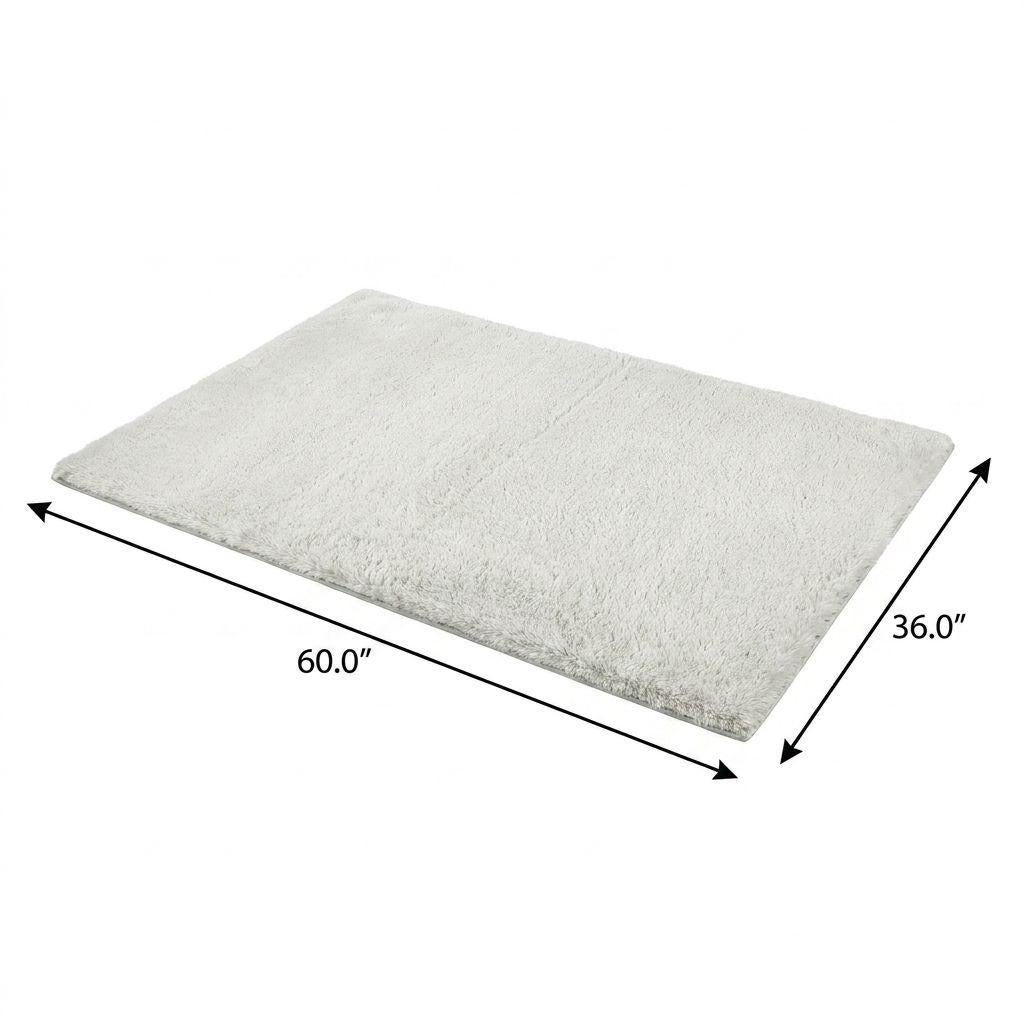 3' X 5' Gray And Ivory Geometric Shag Washable Area Rug With UV Protection - HomeRoots - Flyclothing LLC