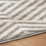 8' Gray And Ivory Geometric Shag Washable Round Rug With UV Protection - HomeRoots - Flyclothing LLC