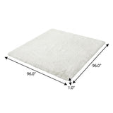 8' Gray And Ivory Geometric Shag Washable Round Rug With UV Protection - HomeRoots - Flyclothing LLC