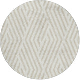 8' Ivory And Beige Geometric Shag Washable Round Rug With UV Protection - HomeRoots - Flyclothing LLC
