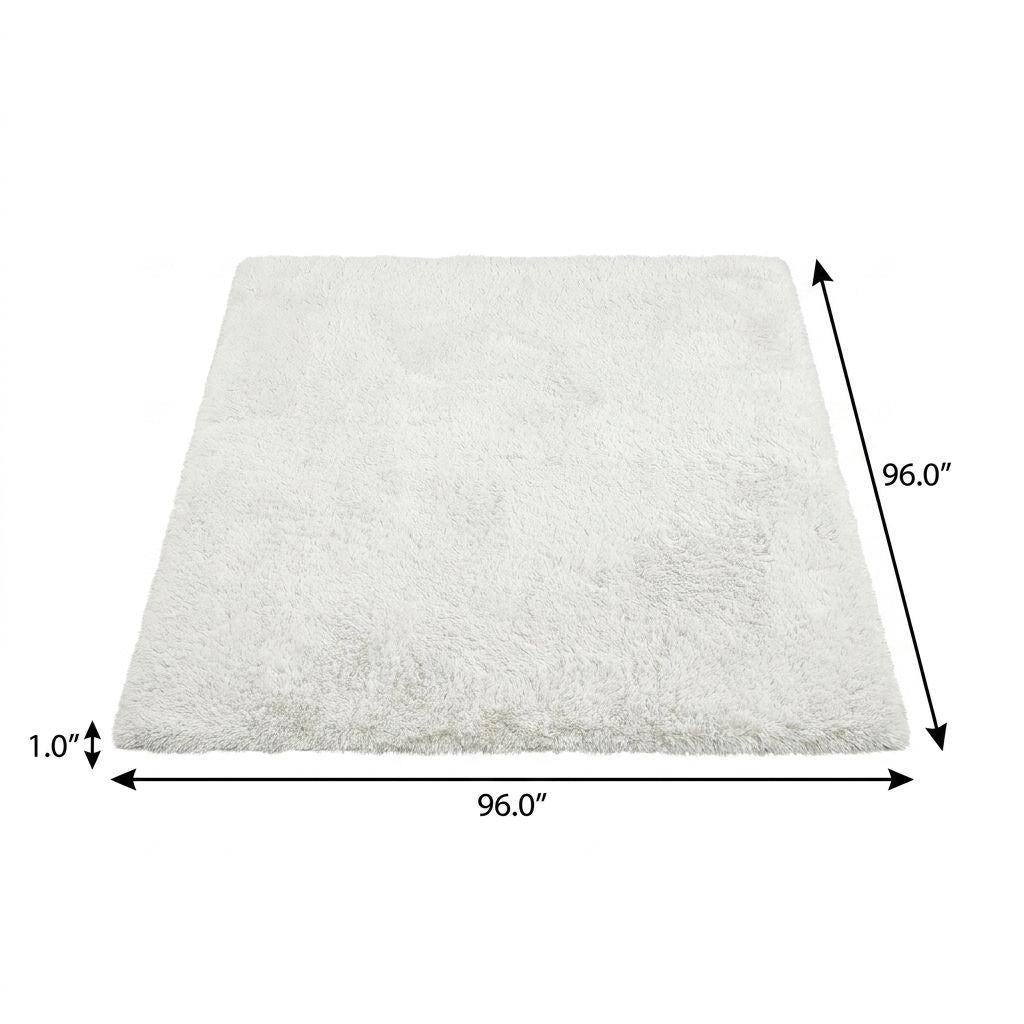 8' Ivory And Beige Geometric Shag Washable Round Rug With UV Protection - HomeRoots - Flyclothing LLC