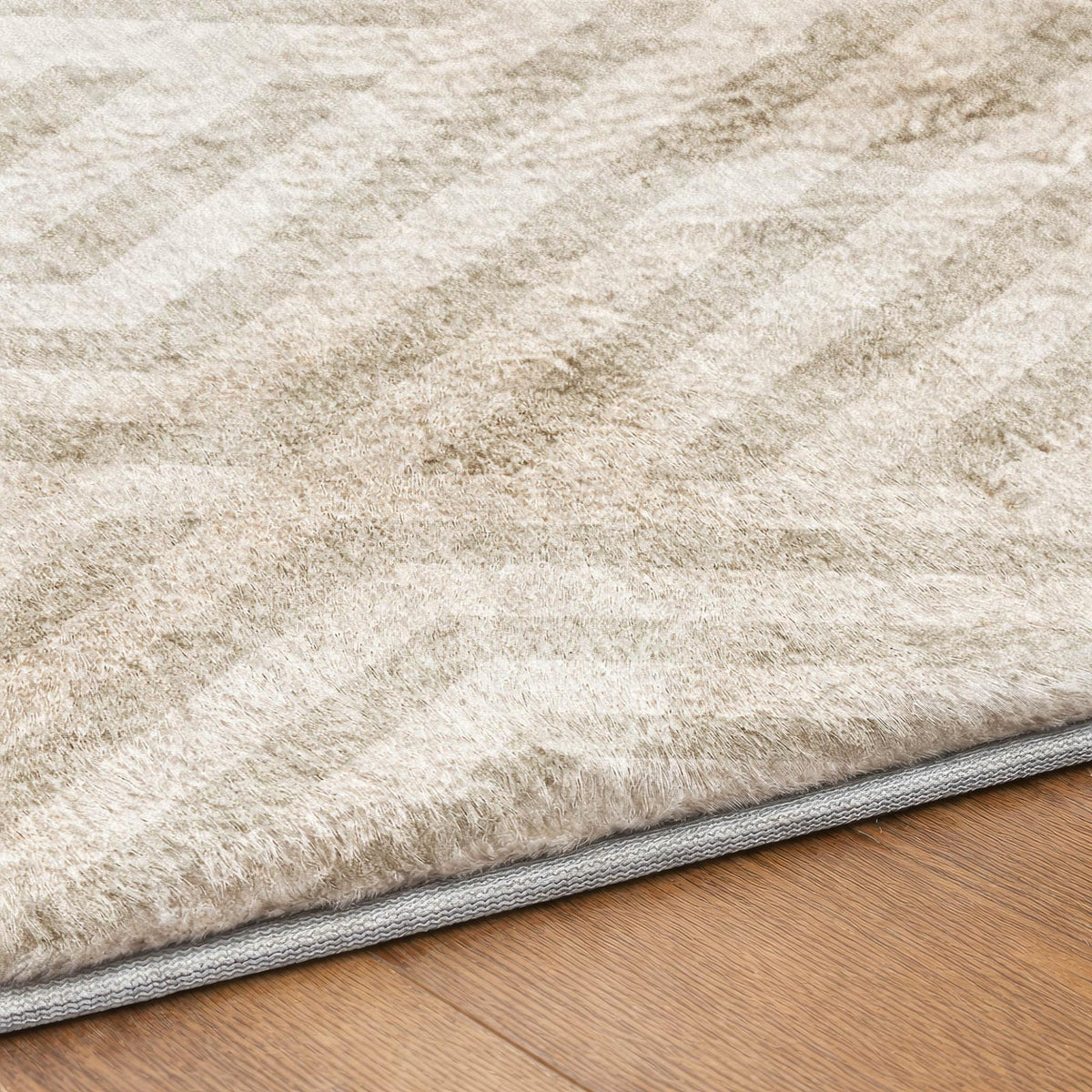 8' X 10' Ivory And Beige Geometric Shag Washable Area Rug With UV Protection - HomeRoots - Flyclothing LLC