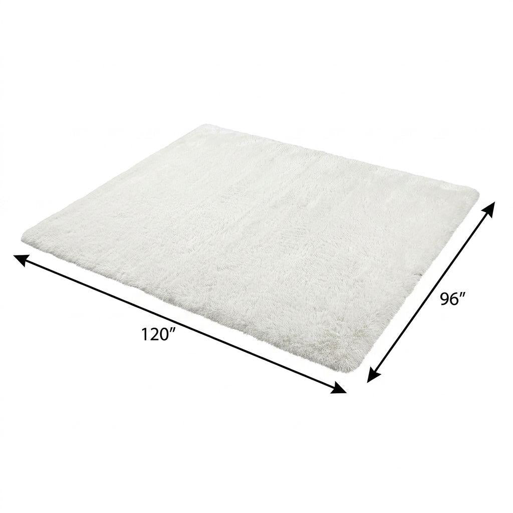 8' X 10' Ivory And Beige Geometric Shag Washable Area Rug With UV Protection - HomeRoots - Flyclothing LLC