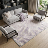 10' X 14' Lavender And Ivory Geometric Shag Washable Area Rug With UV Protection - HomeRoots - Flyclothing LLC