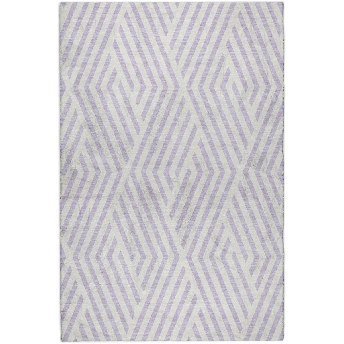 10' X 14' Lavender And Ivory Geometric Shag Washable Area Rug With UV Protection - HomeRoots - Flyclothing LLC