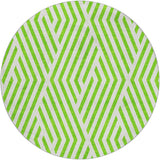 8' Lime Green And Ivory Geometric Shag Washable Round Rug With UV Protection - HomeRoots - Flyclothing LLC