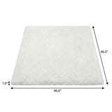 8' Lime Green And Ivory Geometric Shag Washable Round Rug With UV Protection - HomeRoots - Flyclothing LLC