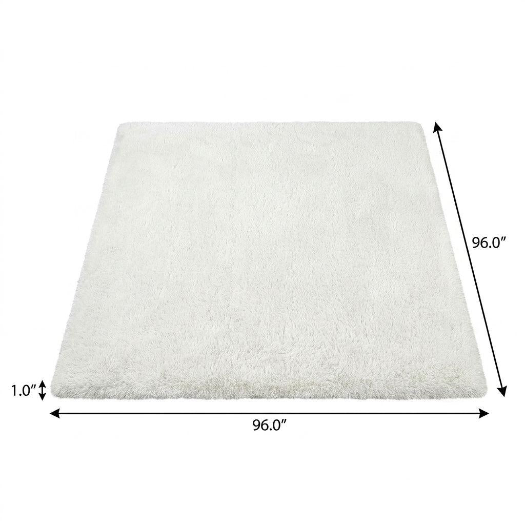 8' Lime Green And Ivory Geometric Shag Washable Round Rug With UV Protection - HomeRoots - Flyclothing LLC