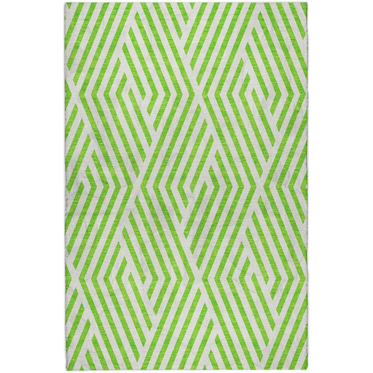 9' X 12' Lime Green And Ivory Geometric Shag Washable Area Rug With UV Protection - HomeRoots - Flyclothing LLC