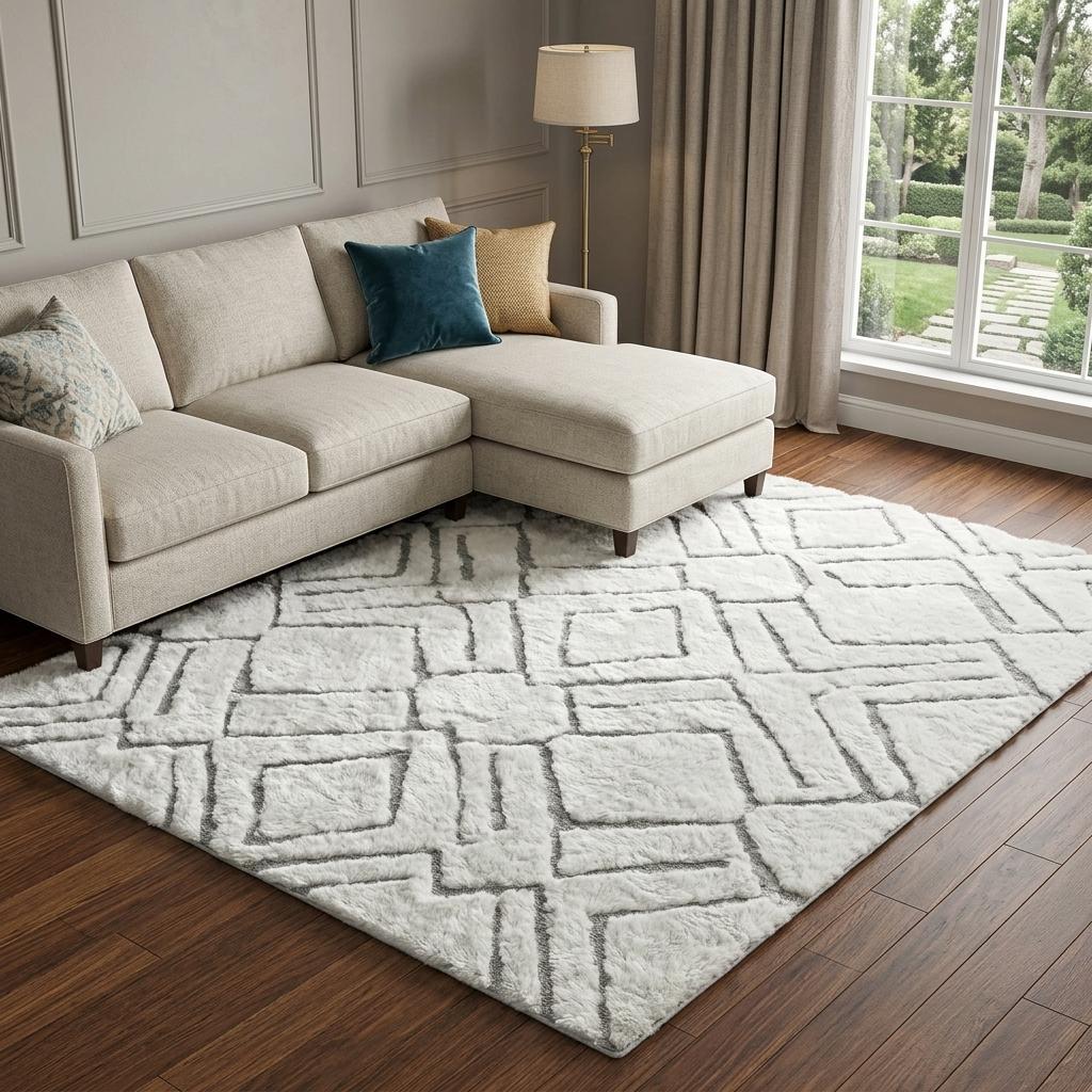 10' X 14' Lime Green And Ivory Geometric Shag Washable Area Rug With UV Protection - HomeRoots - Flyclothing LLC