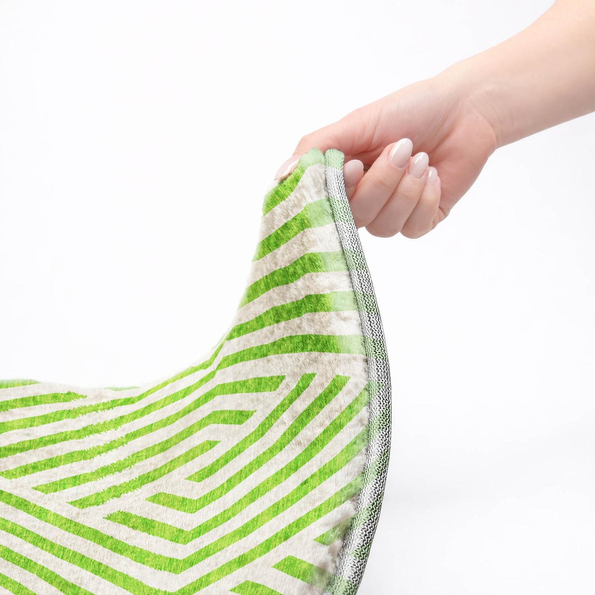 10' X 14' Lime Green And Ivory Geometric Shag Washable Area Rug With UV Protection - HomeRoots - Flyclothing LLC