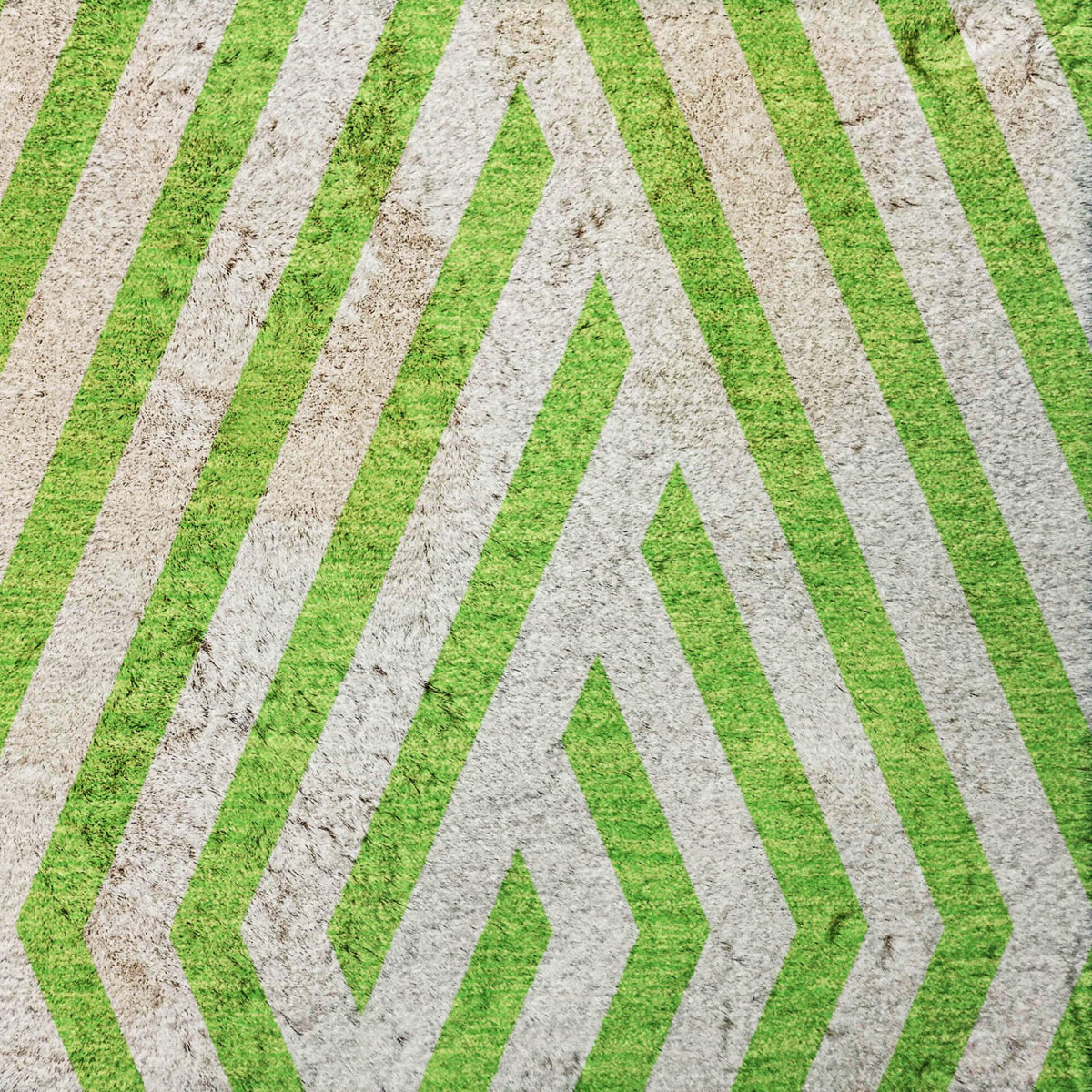 10' X 14' Lime Green And Ivory Geometric Shag Washable Area Rug With UV Protection - HomeRoots - Flyclothing LLC