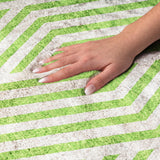 10' X 14' Lime Green And Ivory Geometric Shag Washable Area Rug With UV Protection - HomeRoots - Flyclothing LLC