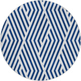 8' Navy Blue And Ivory Geometric Shag Washable Round Rug With UV Protection - HomeRoots - Flyclothing LLC
