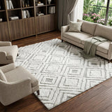 8' X 10' Navy Blue And Ivory Geometric Shag Washable Area Rug With UV Protection - HomeRoots - Flyclothing LLC
