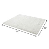 8' X 10' Navy Blue And Ivory Geometric Shag Washable Area Rug With UV Protection - HomeRoots - Flyclothing LLC