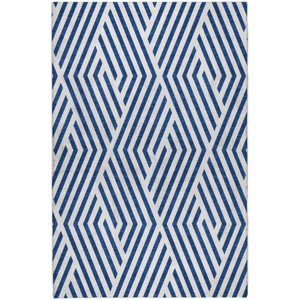10' X 14' Navy Blue And Ivory Geometric Shag Washable Area Rug With UV Protection - HomeRoots - Flyclothing LLC