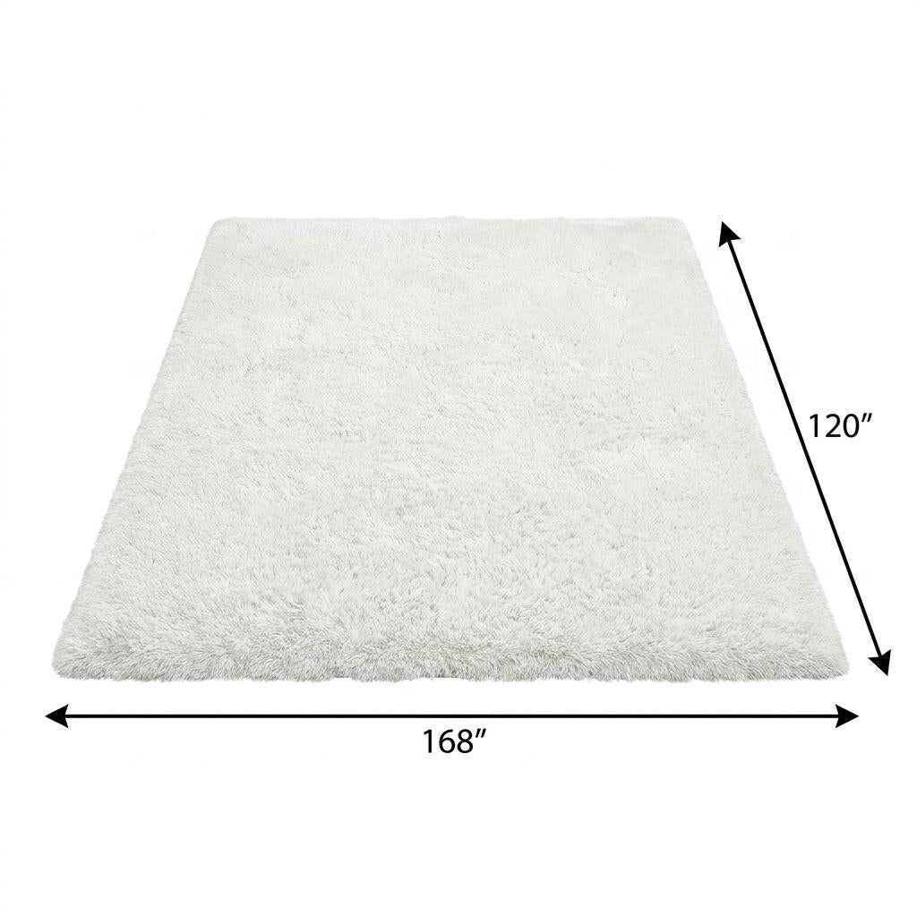 10' X 14' Navy Blue And Ivory Geometric Shag Washable Area Rug With UV Protection - HomeRoots - Flyclothing LLC