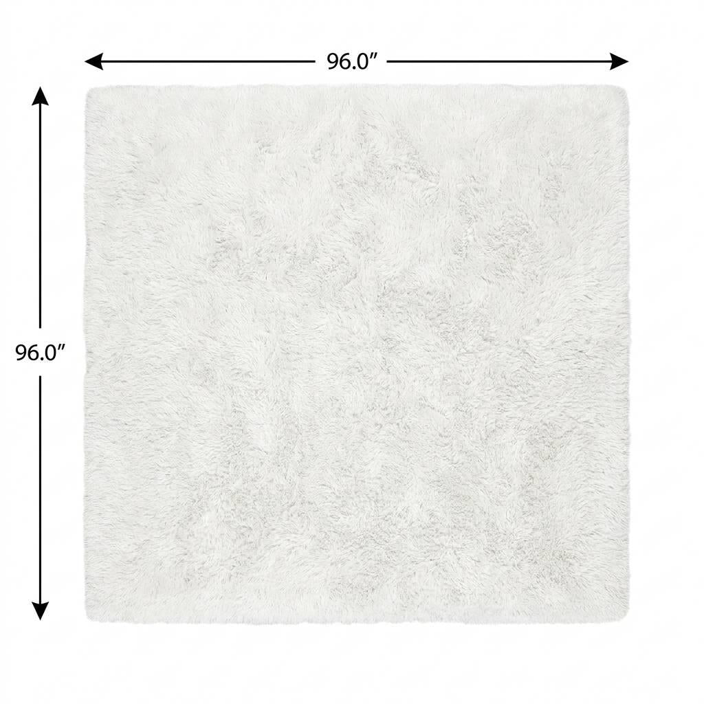 8' Olive Green And Ivory Geometric Shag Washable Round Rug With UV Protection - HomeRoots - Flyclothing LLC