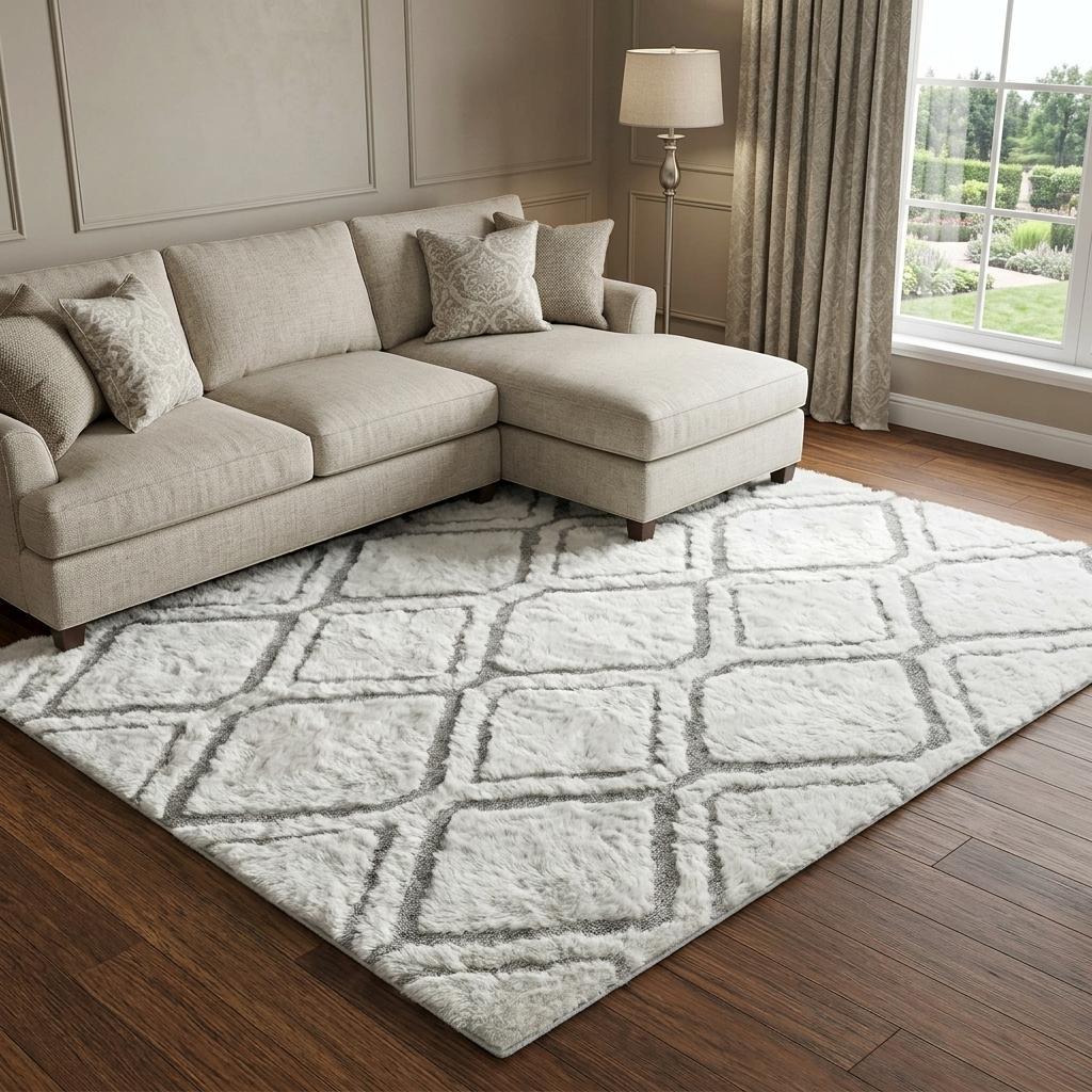 9' X 12' Olive Green And Ivory Geometric Shag Washable Area Rug With UV Protection - HomeRoots - Flyclothing LLC