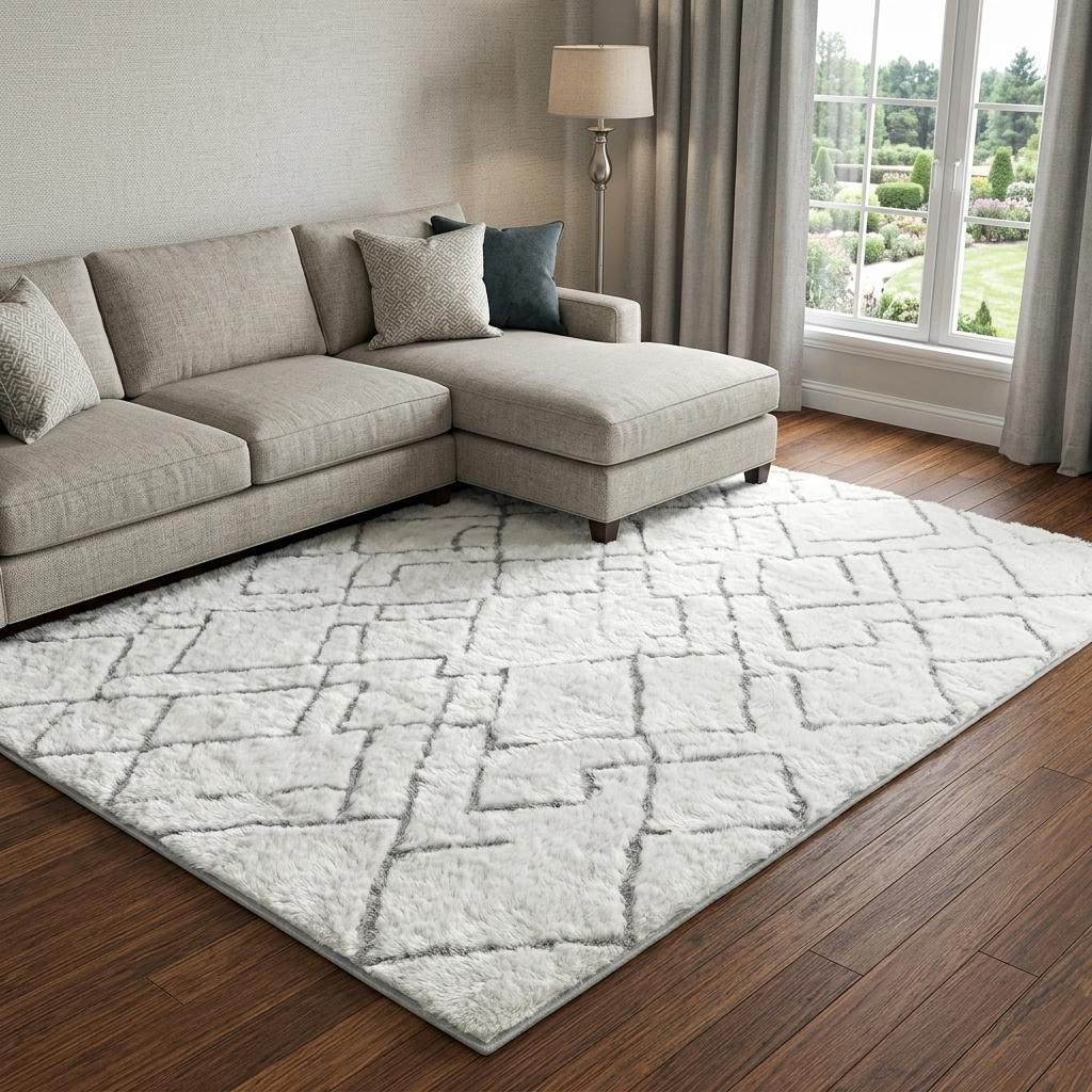 10' X 14' Olive Green And Ivory Geometric Shag Washable Area Rug With UV Protection - HomeRoots - Flyclothing LLC
