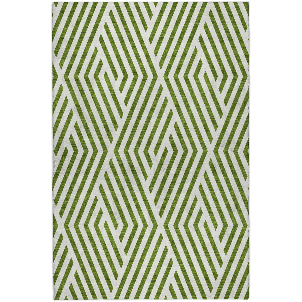 10' X 14' Olive Green And Ivory Geometric Shag Washable Area Rug With UV Protection - HomeRoots - Flyclothing LLC