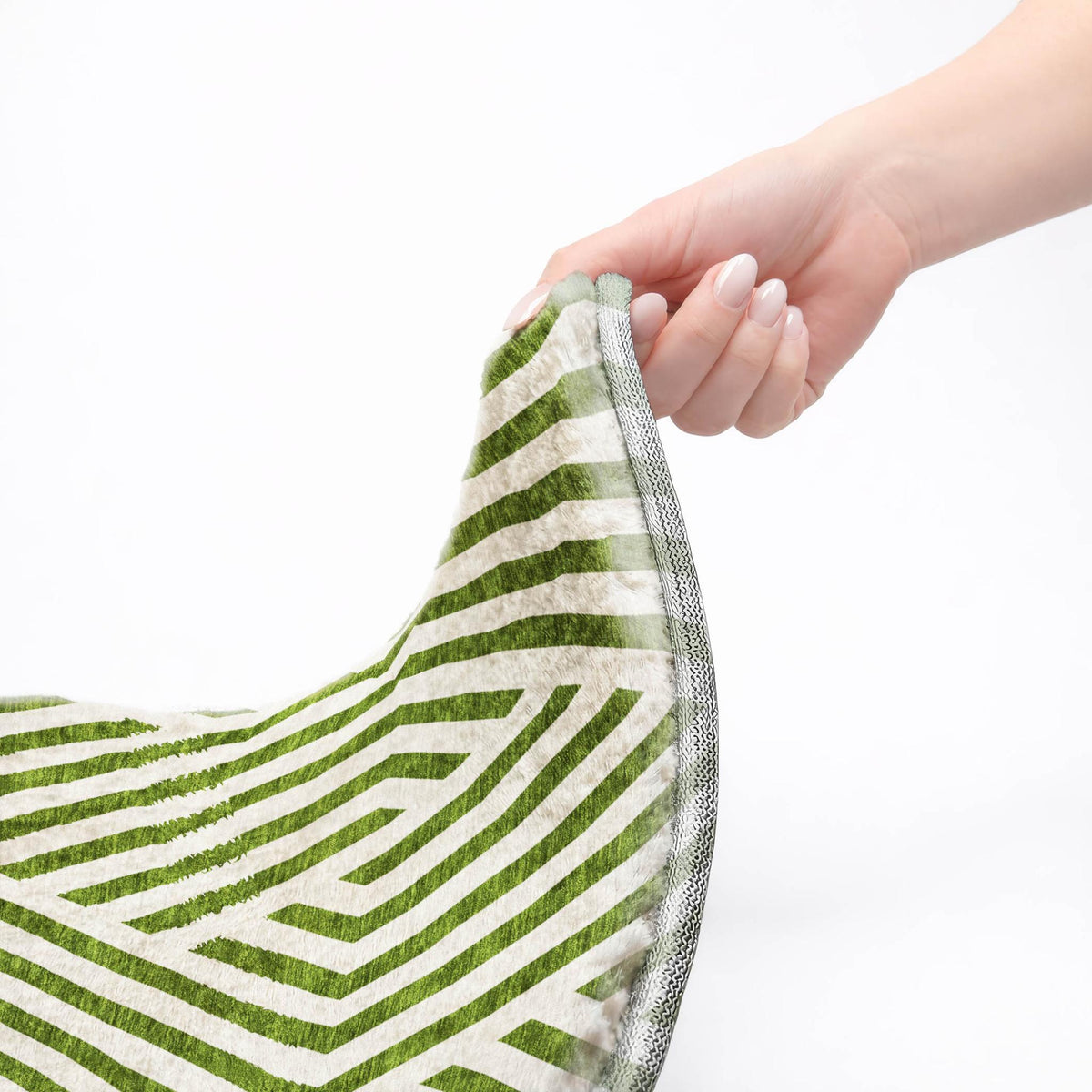 10' X 14' Olive Green And Ivory Geometric Shag Washable Area Rug With UV Protection - HomeRoots - Flyclothing LLC