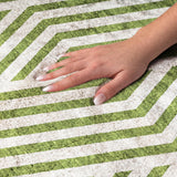 10' X 14' Olive Green And Ivory Geometric Shag Washable Area Rug With UV Protection - HomeRoots - Flyclothing LLC