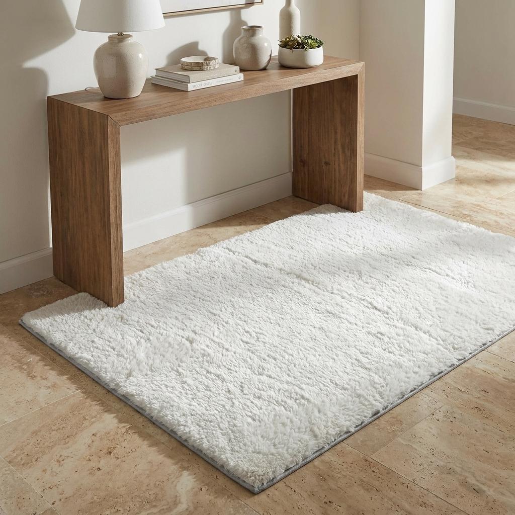 3' X 5' Orange And Ivory Geometric Shag Washable Area Rug With UV Protection - HomeRoots - Flyclothing LLC