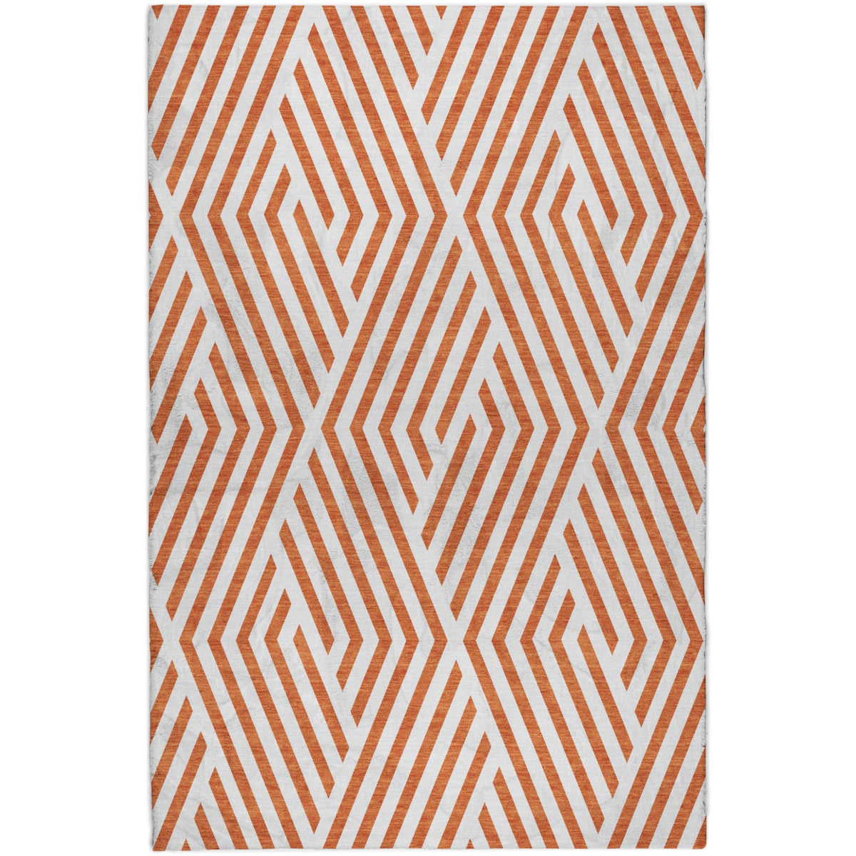 3' X 5' Orange And Ivory Geometric Shag Washable Area Rug With UV Protection - HomeRoots - Flyclothing LLC