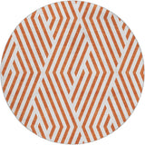 8' Orange And Ivory Geometric Shag Washable Round Rug With UV Protection - HomeRoots - Flyclothing LLC