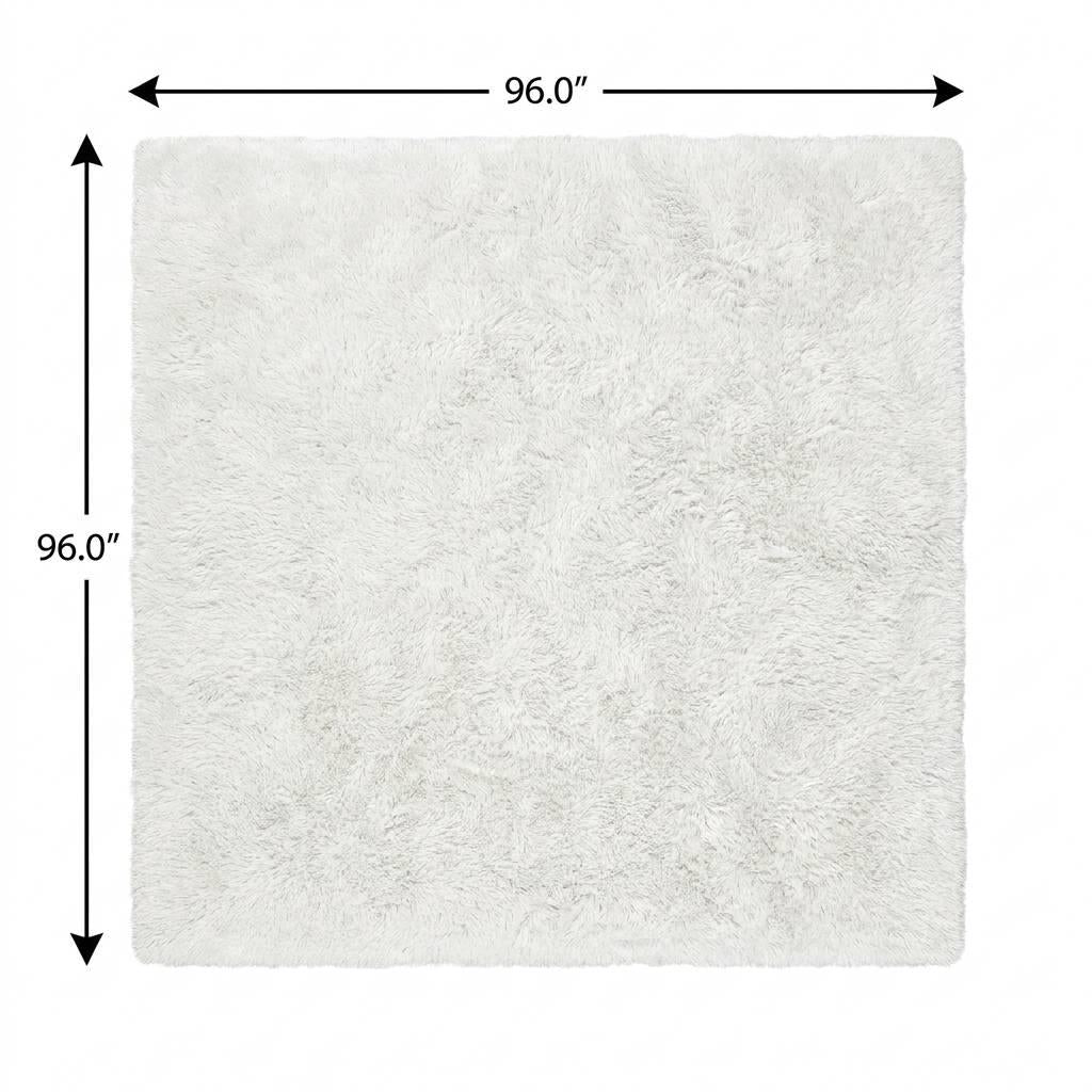 8' Orange And Ivory Geometric Shag Washable Round Rug With UV Protection - HomeRoots - Flyclothing LLC