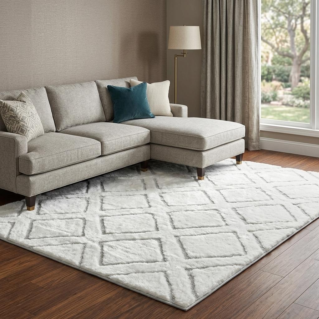 8' X 10' Orange And Ivory Geometric Shag Washable Area Rug With UV Protection - HomeRoots - Flyclothing LLC