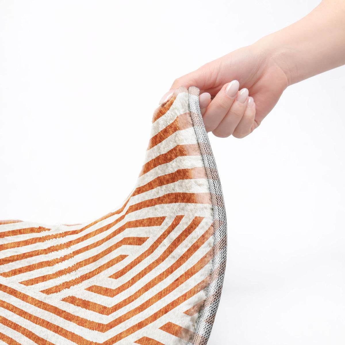 9' X 12' Orange And Ivory Geometric Shag Washable Area Rug With UV Protection - HomeRoots - Flyclothing LLC